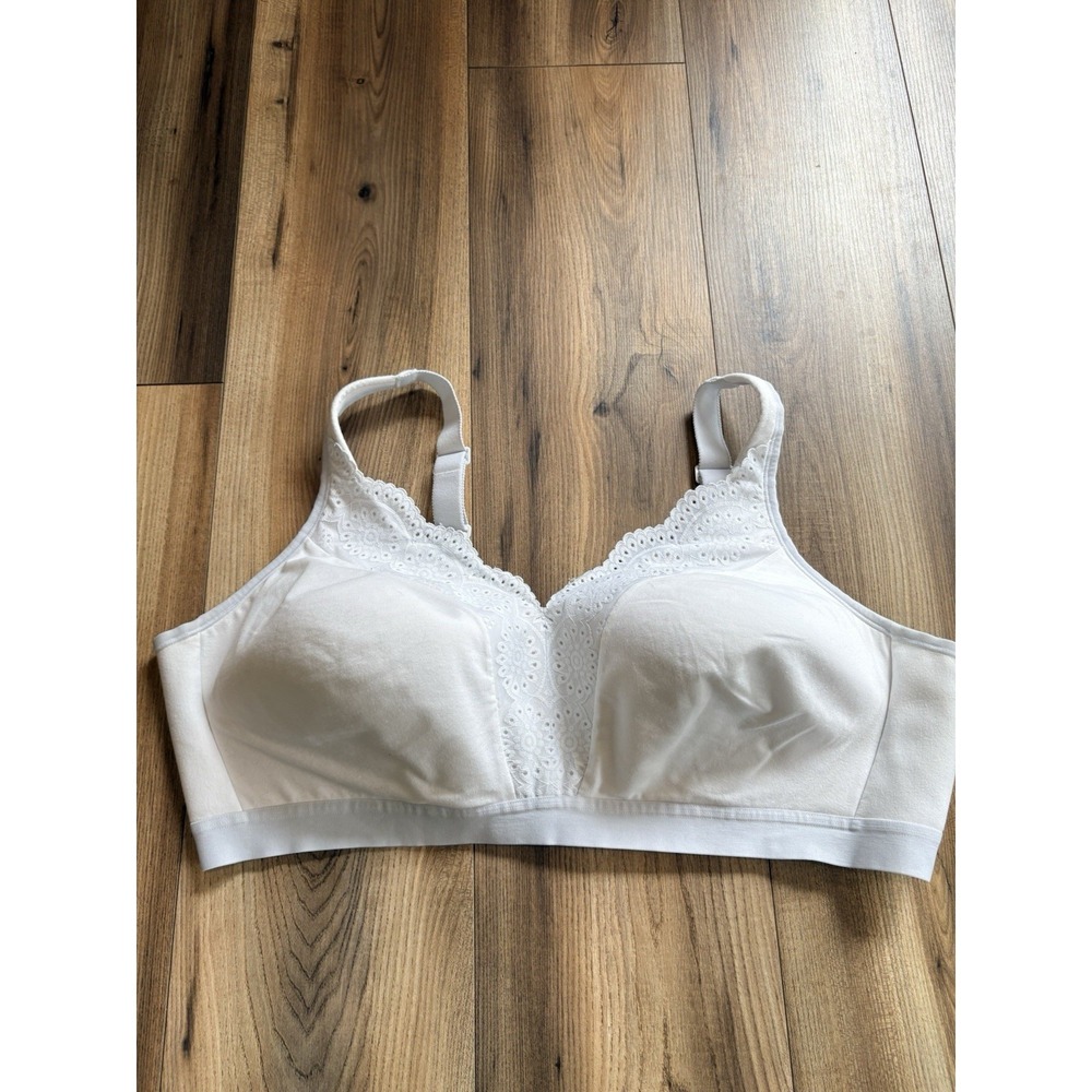 Cacique Bra Women's 48DD White Lightly‎ Padded Wireless Lace